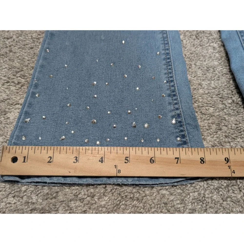 Vanilla Star Jeans Girls 14 Blue Flare Rhinestone Embellished Light Wash Denim